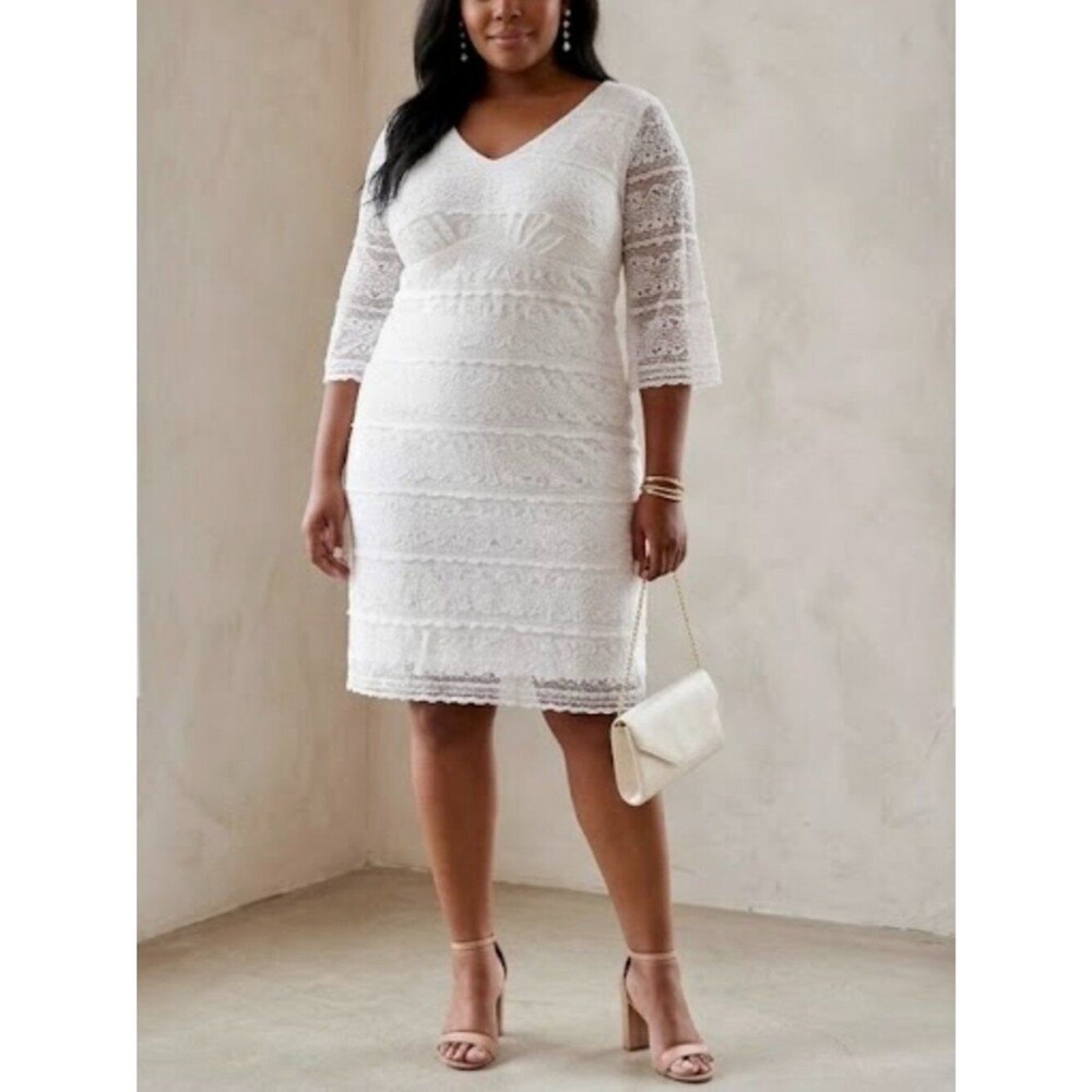 NWT Rabbit Rabbit Rabbit White Lace Dress 24W Plus Size Bridal Cocktail Sheath